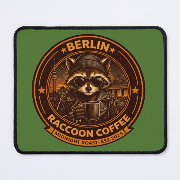 Item preview, Berlin Raccoon Coffee Midnight Roast designed and sold by TytherleyTees.