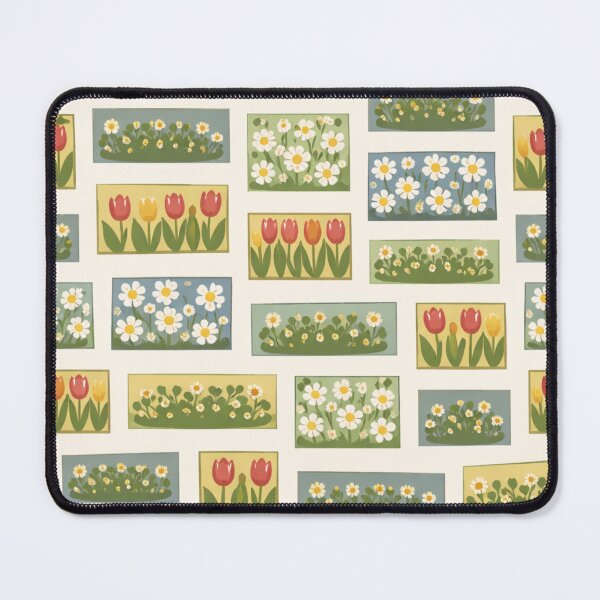 Item preview, City Park Flower Grid – Vintage Nordic Urban Garden Pattern designed and sold by Planthem.