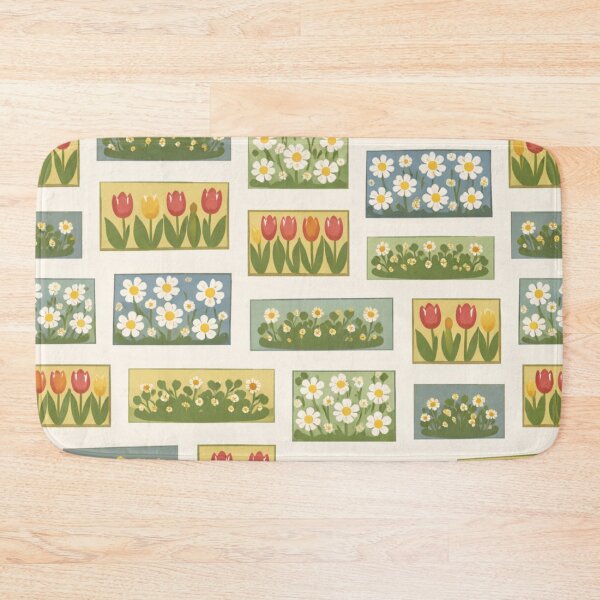 Item preview, City Park Flower Grid – Vintage Nordic Urban Garden Pattern designed and sold by Planthem.