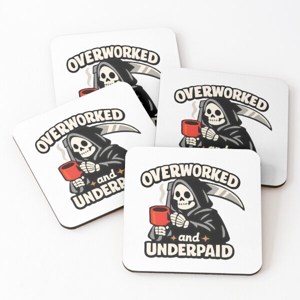 Item preview, Overworked and Underpaid Grim Reaper Coffee Design. designed and sold by BrewedInDarkness.