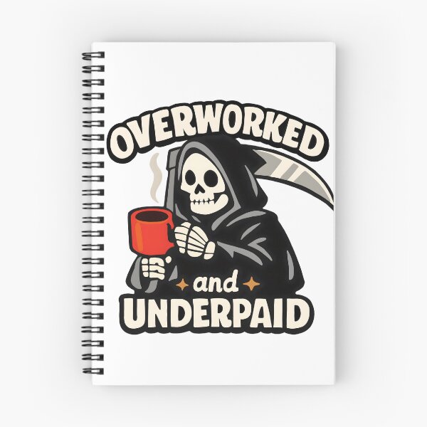 Item preview, Overworked and Underpaid Grim Reaper Coffee Design. designed and sold by BrewedInDarkness.