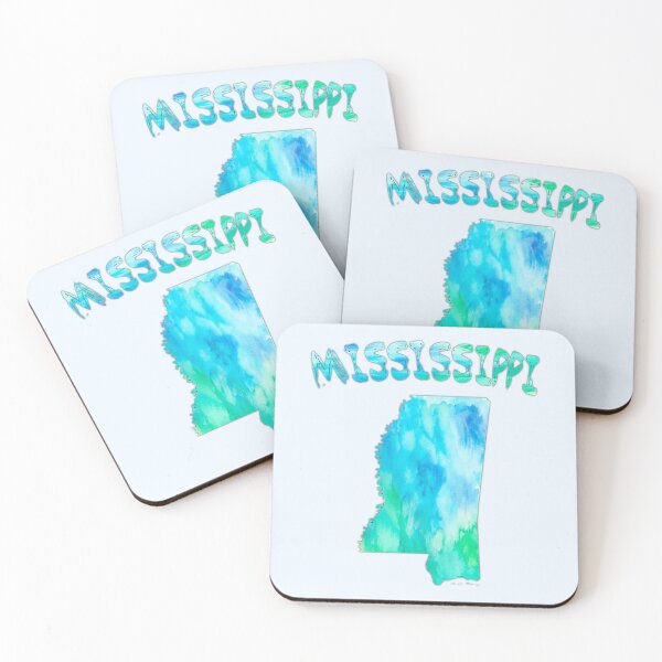 Item preview, Mississippi State Map Watercolor - Blue & Teal Artistic Silhouette designed and sold by mashmosh.