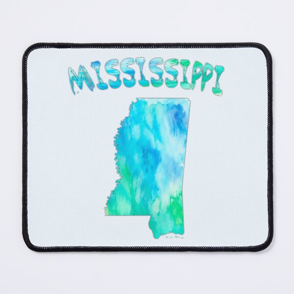 Item preview, Mississippi State Map Watercolor - Blue & Teal Artistic Silhouette designed and sold by mashmosh.