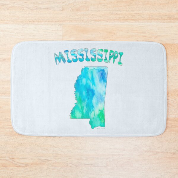 Item preview, Mississippi State Map Watercolor - Blue & Teal Artistic Silhouette designed and sold by mashmosh.