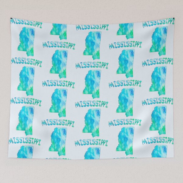 Item preview, Mississippi State Map Watercolor - Blue & Teal Artistic Silhouette designed and sold by mashmosh.