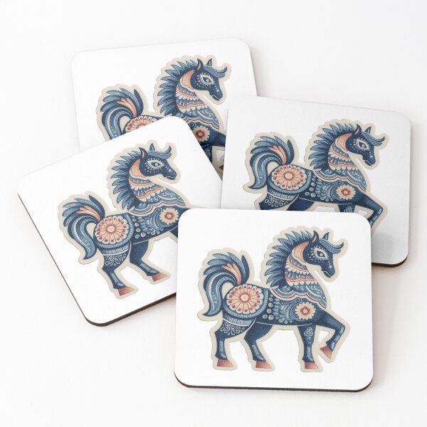 Item preview, Blue folk horse designed and sold by MendaciousMina.