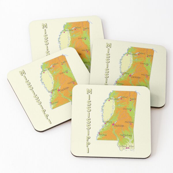 Item preview, Mississippi State Map - Vintage Topographic Art designed and sold by mashmosh.