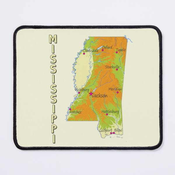 Item preview, Mississippi State Map - Vintage Topographic Art designed and sold by mashmosh.