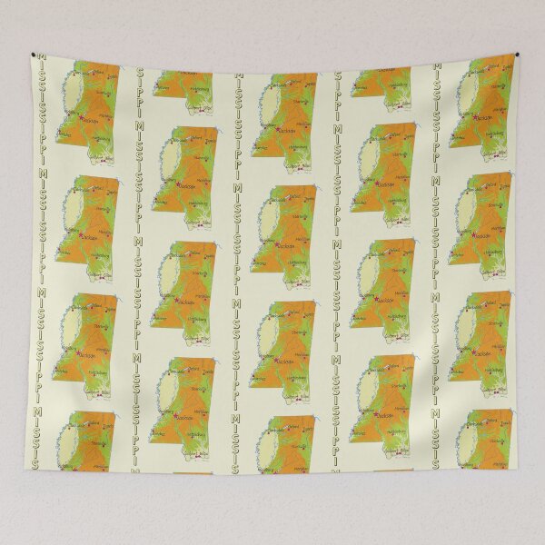 Item preview, Mississippi State Map - Vintage Topographic Art designed and sold by mashmosh.
