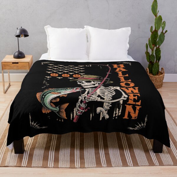 Item preview, Skeleton Fishing Halloween Bass Fisherman US flag designed and sold by FadeOfThrone.