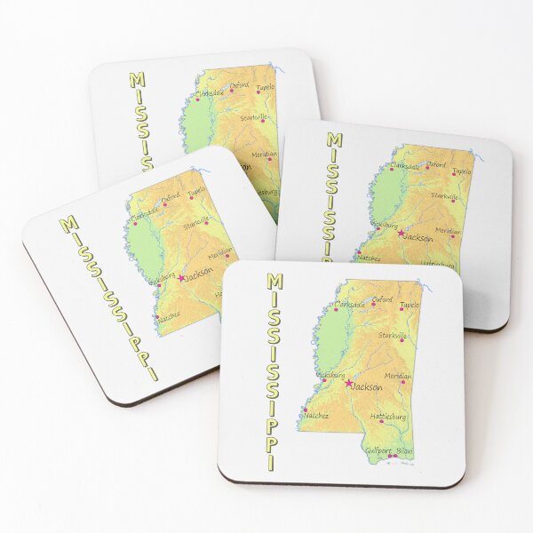 Item preview, Mississippi State Map - Cities and Topography designed and sold by mashmosh.