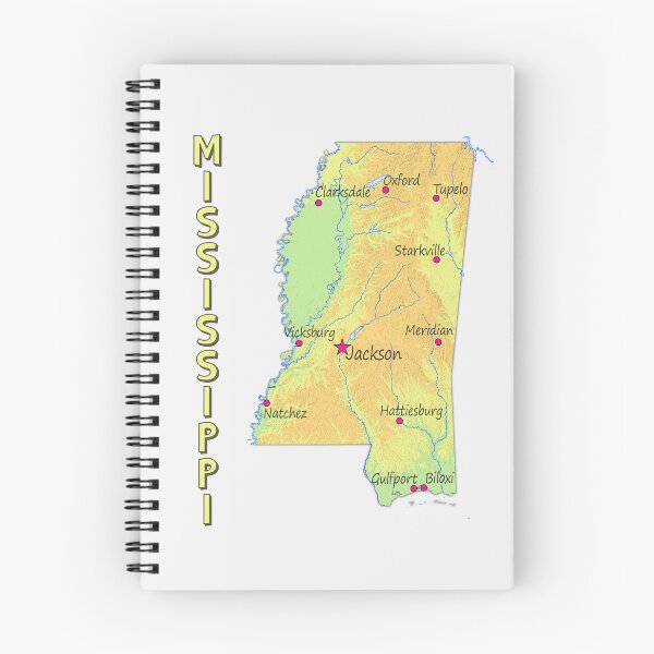 Item preview, Mississippi State Map - Cities and Topography designed and sold by mashmosh.