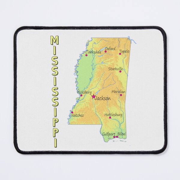 Item preview, Mississippi State Map - Cities and Topography designed and sold by mashmosh.