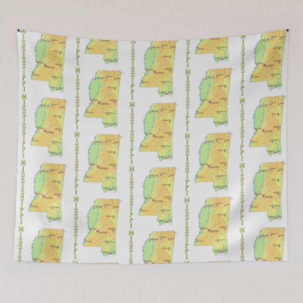 Item preview, Mississippi State Map - Cities and Topography designed and sold by mashmosh.