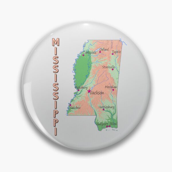 Artikelvorschau, Topografische Karte des Bundesstaates Mississippi entworfen und verkauft von mashmosh.
