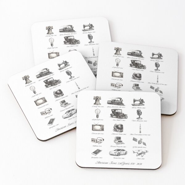 Item preview, American Icons — 250 Years of Innovation (1776–2026) Vintage Timeline Illustration designed and sold by RomeoSketches.