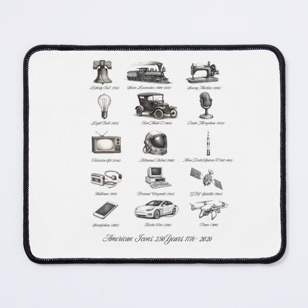 Item preview, American Icons — 250 Years of Innovation (1776–2026) Vintage Timeline Illustration designed and sold by RomeoSketches.