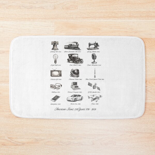 Item preview, American Icons — 250 Years of Innovation (1776–2026) Vintage Timeline Illustration designed and sold by RomeoSketches.