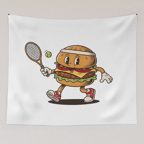 Artikelvorschau, EIN VINTAGE-HAMBURGER SPIELT TENNIS entworfen und verkauft von infinitearte.
