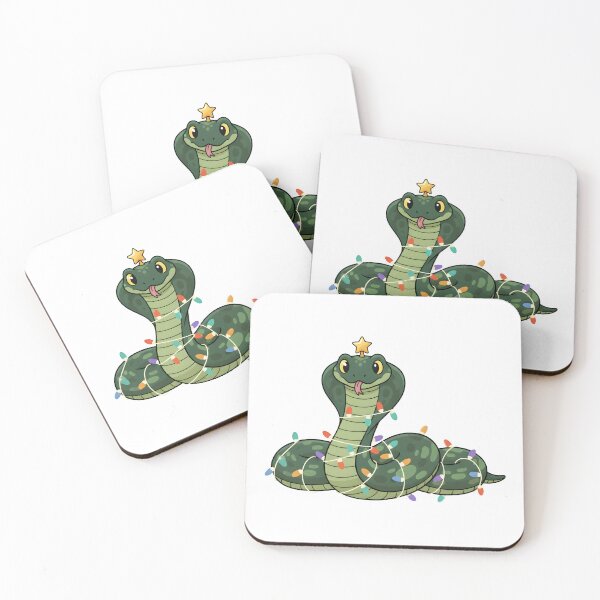 Item preview, Cute Christmas Snake with Fairy Lights | Festive Holiday Illustration designed and sold by Senkov.