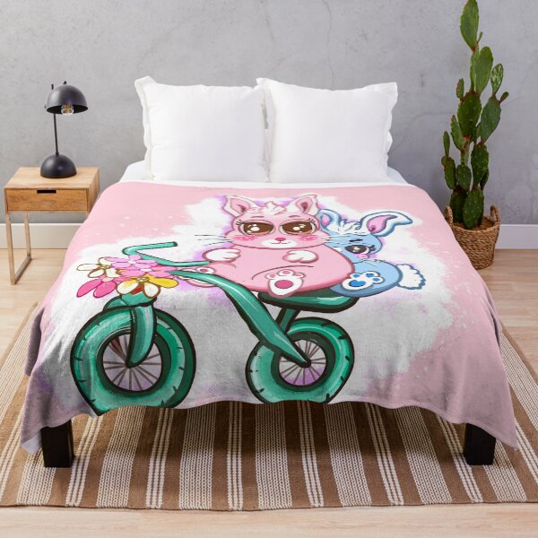 Item preview, Bunnies soft life coquette aesthetic- Bunny rabbits on a bicycle cute pastel cottagecore  designed and sold by Artonmytee.