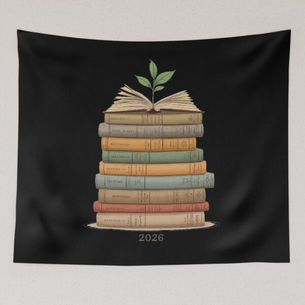 Item preview, 2026 Reading List Tracker - Bookish New Year Goal - Minimalist Library Art designed and sold by YvkafromPoland.