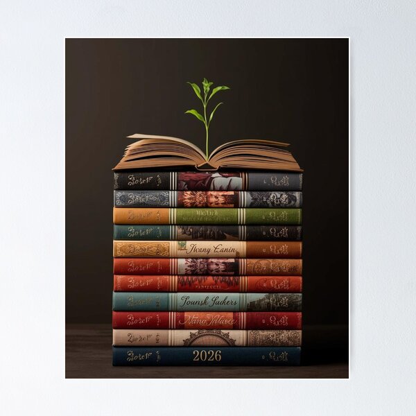 Item preview, 2026 Reading List Tracker - Bookish New Year Goal - Minimalist Library Art designed and sold by YvkafromPoland.