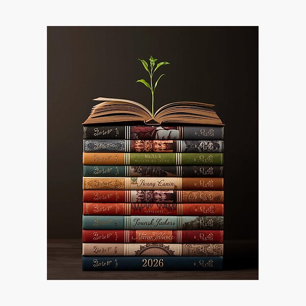 Item preview, 2026 Reading List Tracker - Bookish New Year Goal - Minimalist Library Art designed and sold by YvkafromPoland.
