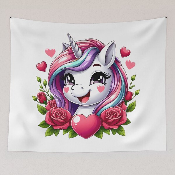 Item preview, Cute Unicorn in a Rose Heart designed and sold by Art-Arcade6.