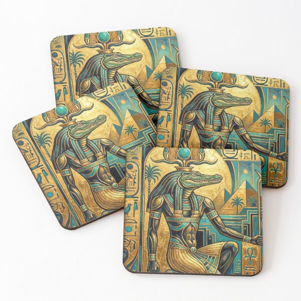 Item preview, Sobek Crocodile God Portrait | Egyptian Revival Art Deco Nouveau | Luxury Gallery Art Print designed and sold by Vintage Poster Gallery.
