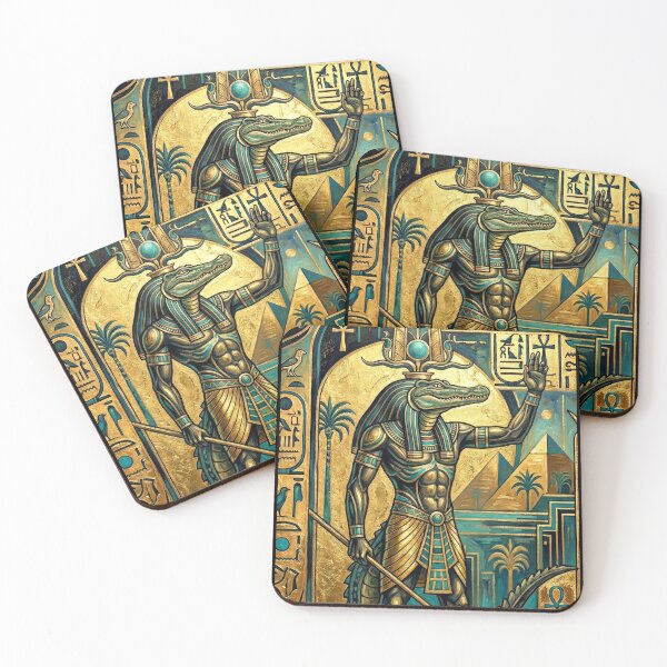 Item preview, Sobek Crocodile God Portrait | Egyptian Revival Art Deco Nouveau | Luxury Gallery Art Print designed and sold by Vintage Poster Gallery.