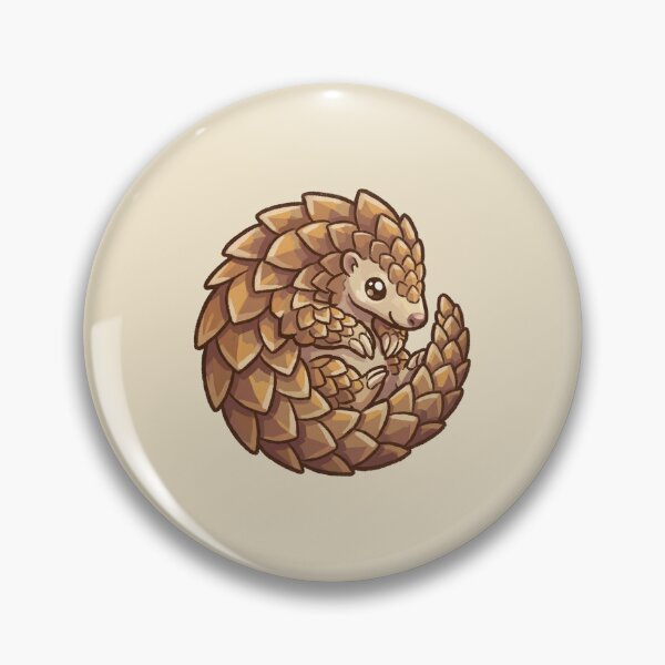 Item preview, Cute Pangolin Illustration, Curled Up Kawaii Scaly Anteater with Brown Scales designed and sold by Magnificent Lizard.