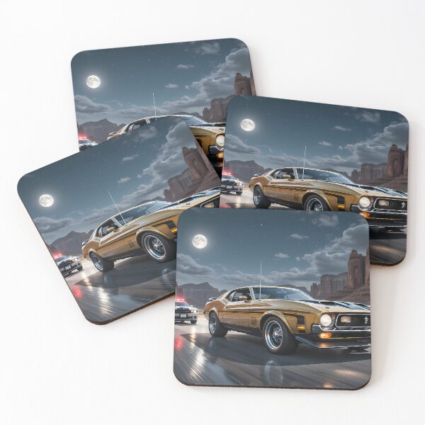 Item preview, 1970s Muscle Chase – Golden Coupe Fleeing Through the Night designed and sold by Crazy Ronald.