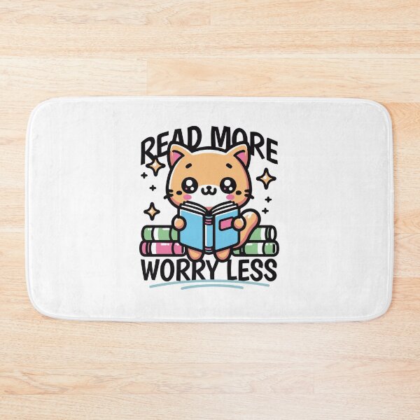 Item preview, Read More Worry Less Cute Cat Reading Art designed and sold by Mido tee art shop.
