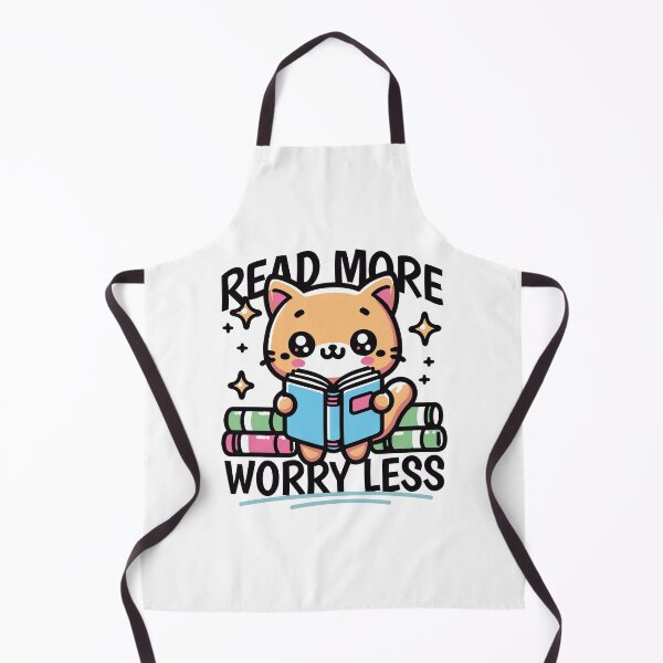 Item preview, Read More Worry Less Cute Cat Reading Art designed and sold by Mido tee art shop.