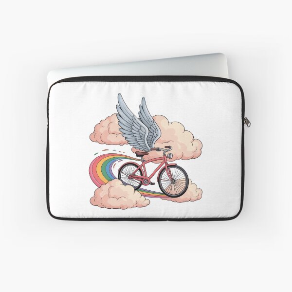 Item preview, Whimsical Flying Bicycle with Wings – Fantasy Rainbow Cycling Art Design designed and sold by RMTrendy.
