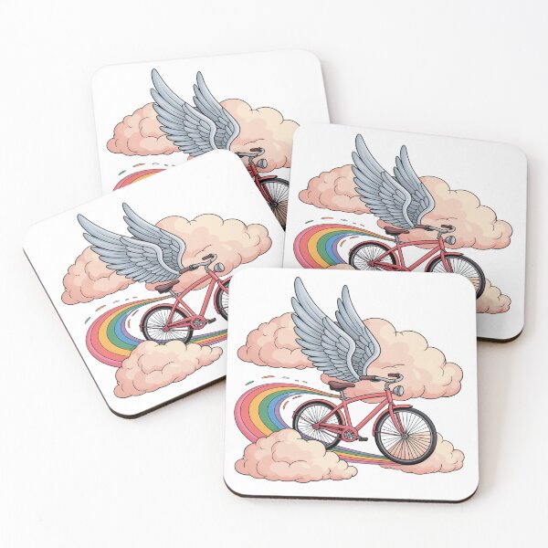Item preview, Whimsical Flying Bicycle with Wings – Fantasy Rainbow Cycling Art Design designed and sold by RMTrendy.