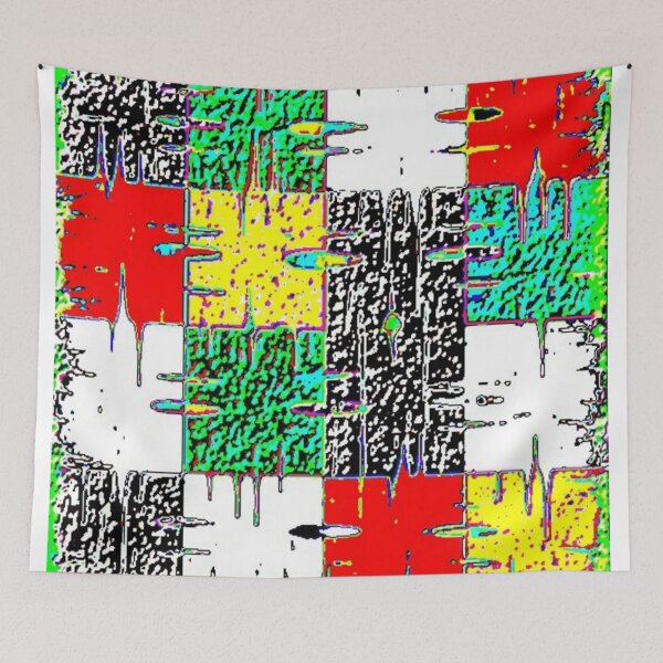 Item preview, distressed squares electrize 18 colorful abstract geometric design designed and sold by SmashingDeals.