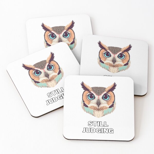Item preview, Still Judging – Cute Owl Illustration with Ironic Quote designed and sold by Purdiole-art.