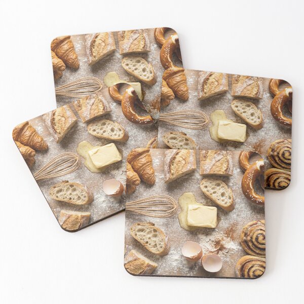 Item preview, Rustic Baking Scene Flat Lay with Breads and Pastries designed and sold by SavinMercantile.