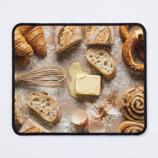 Item preview, Rustic Baking Scene Flat Lay with Breads and Pastries designed and sold by SavinMercantile.
