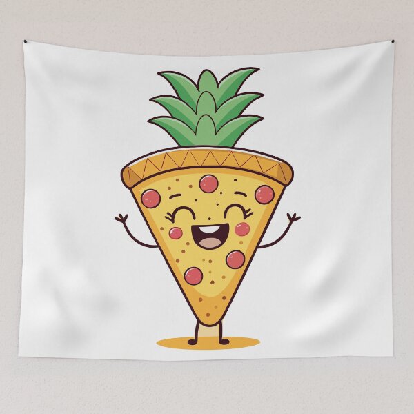 Item preview, Cute Pineapple Pizza Slice Cartoon | Kawaii Tropical Food Mascot designed and sold by VividOrganica.