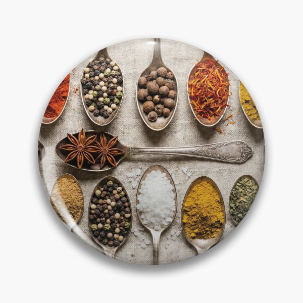 Item preview, Colorful Spices on Vintage Spoons Knolling designed and sold by SavinMercantile.