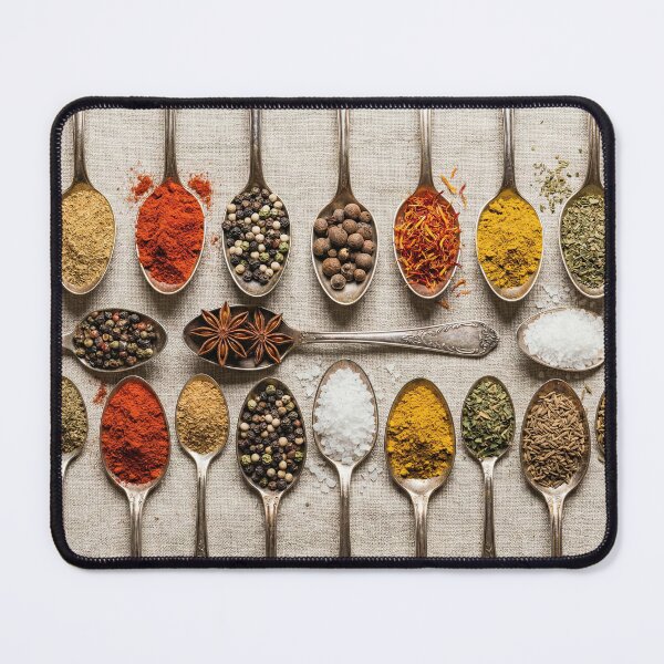 Item preview, Colorful Spices on Vintage Spoons Knolling designed and sold by SavinMercantile.