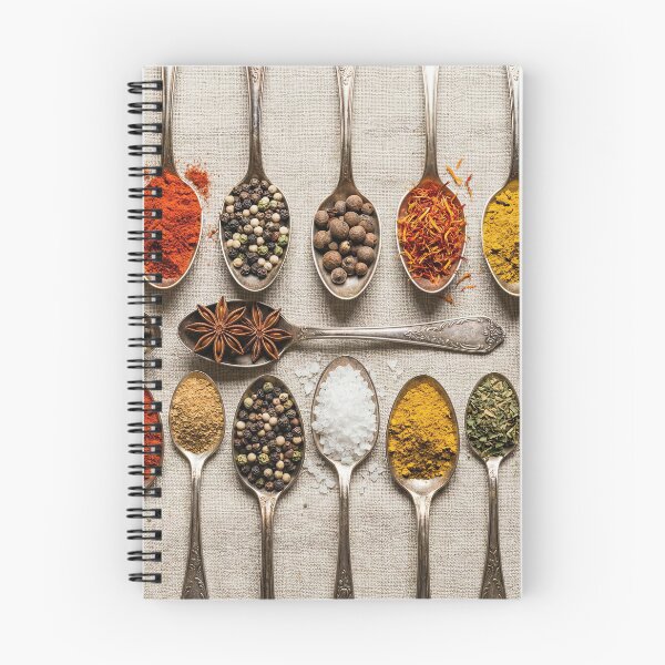 Item preview, Colorful Spices on Vintage Spoons Knolling designed and sold by SavinMercantile.