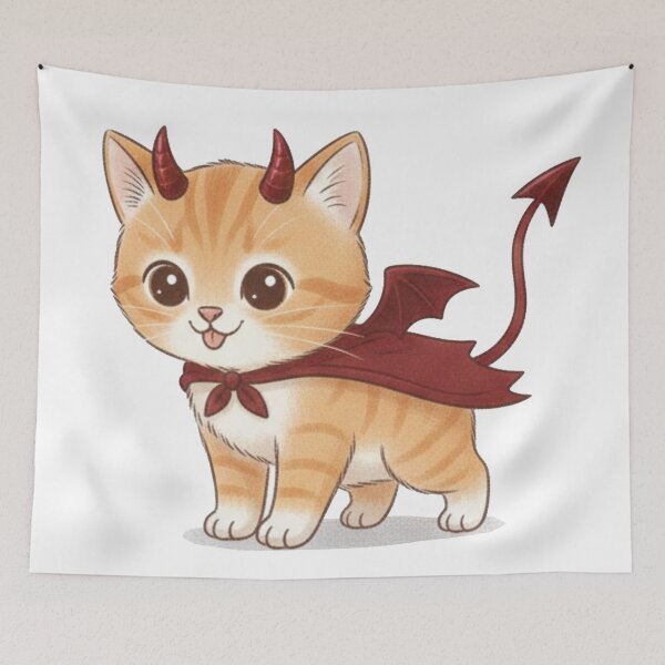 Item preview, Cute Devil Kitten Illustration – Mischievous Cat in Devil Costume Art designed and sold by unthinkabletees.
