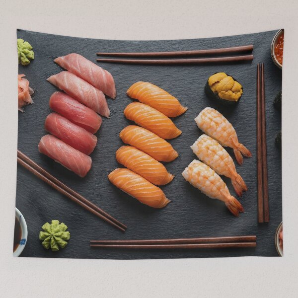 Item preview, Elegant Sushi Knolling on Black Slate designed and sold by SavinMercantile.
