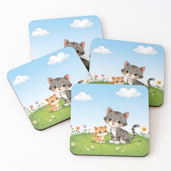 Item preview, A cat sitting calmly on a green lawn with its kitten designed and sold by Designfs.