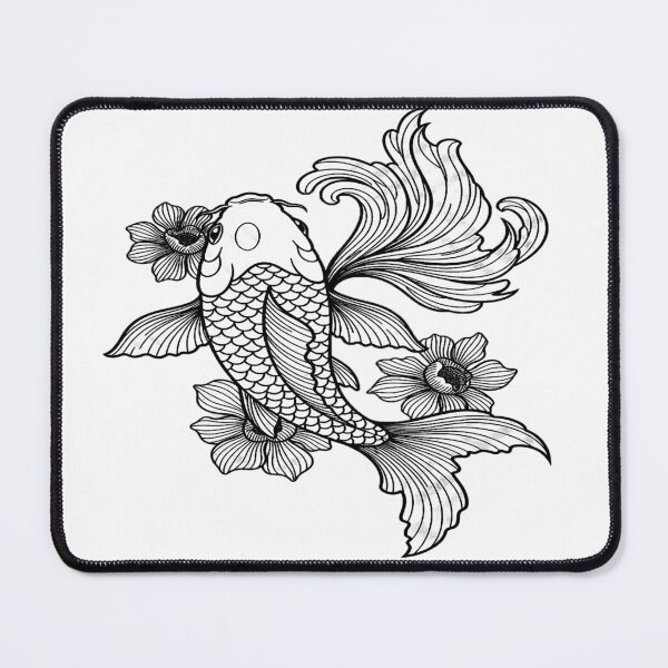 Item preview, Zen Flow: Minimal Black and White Koi Line Art Illustration designed and sold by ARTCREATESHOP.