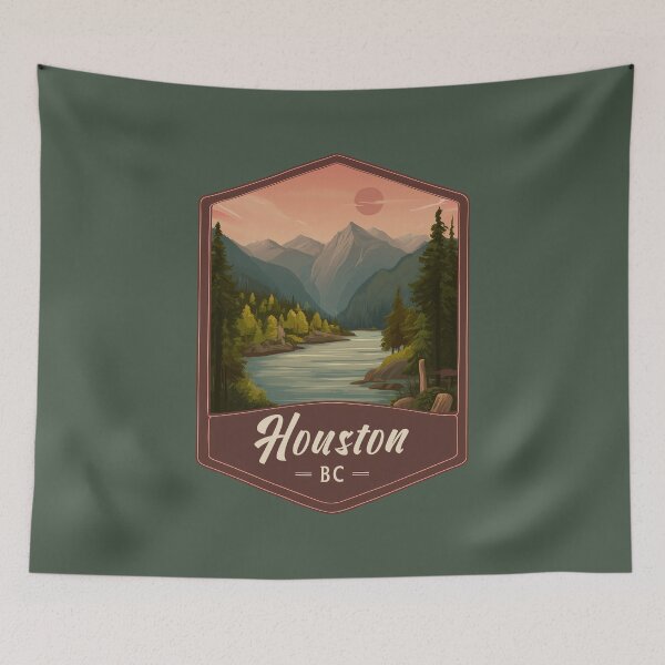 Item preview, Houston BC – Vintage Canadian Mountain River British Columbia Bulkley Valley designed and sold by meganohm.